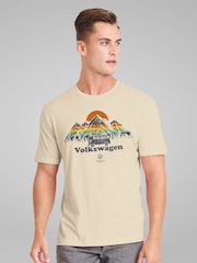 All + Every Cream Volkswagen Campervan Colour Stripe Mountains Mens T-Shirt - Image 1 of 4