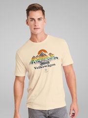 All + Every Cream Volkswagen Campervan Colour Stripe Mountains Mens T-Shirt - Image 2 of 4