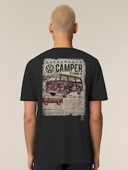 All + Every Black Volkswagen Type 2 Camper Owner's Manual Back Print Mens T-Shirt - Image 2 of 4