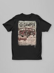 All + Every Black Volkswagen Type 2 Camper Owner's Manual Back Print Mens T-Shirt - Image 3 of 4
