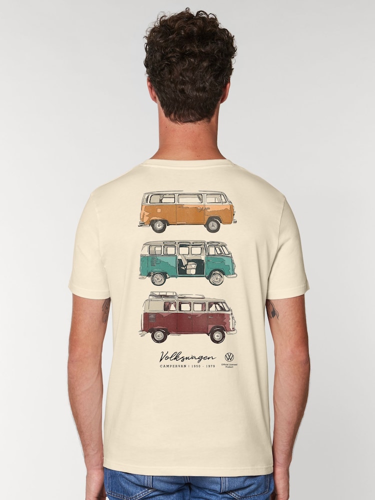 All + Every Cream Volkswagen Transporter Type 2 Campervan 1950 - 1979 Back Print Mens T-Shirt - Image 1 of 4 All + Every Cream Volkswagen Transporter Type 2 Campervan 1950 - 1979 Back Print Mens T-Shirt - Image 1 of 4