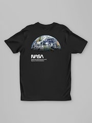 All + Every Black NASA View Of The Earth Back Print Mens T-Shirt - Image 3 of 4