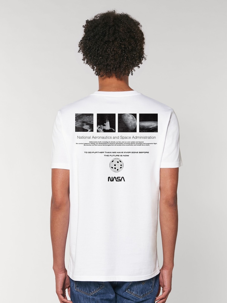 All + Every White NASA Retro Photo Ad The Future Is Now Back Print Mens T-Shirt - Image 1 of 4