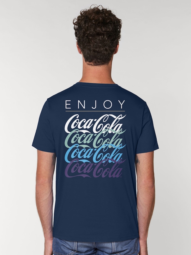 All + Every Blue Coca Cola Enjoy Back Print Mens T-Shirt - Image 2 of 4