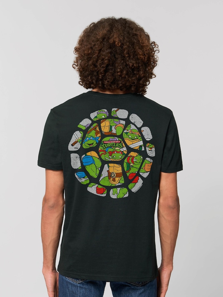 All + Every Black TMNT Raphael & Co Distressed Shell Art Back Print Mens T-Shirt - Image 2 of 4