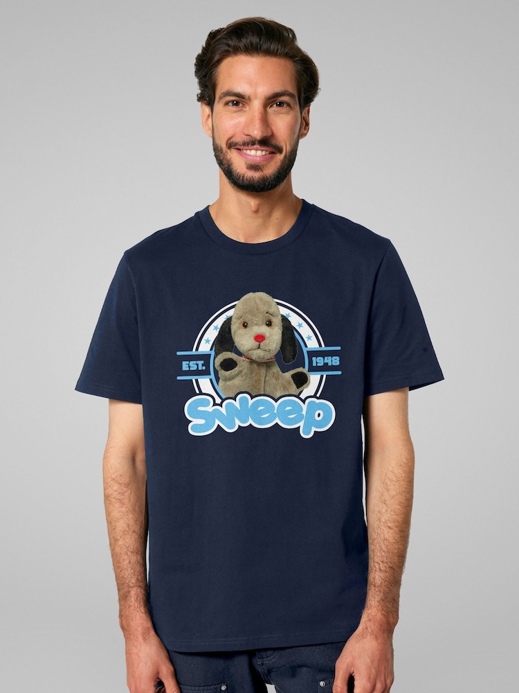 All + Every Blue Sooty Sweep Star Sports Badge Mens T-Shirt - Image 1 of 4 All + Every Blue Sooty Sweep Star Sports Badge Mens T-Shirt - Image 1 of 4