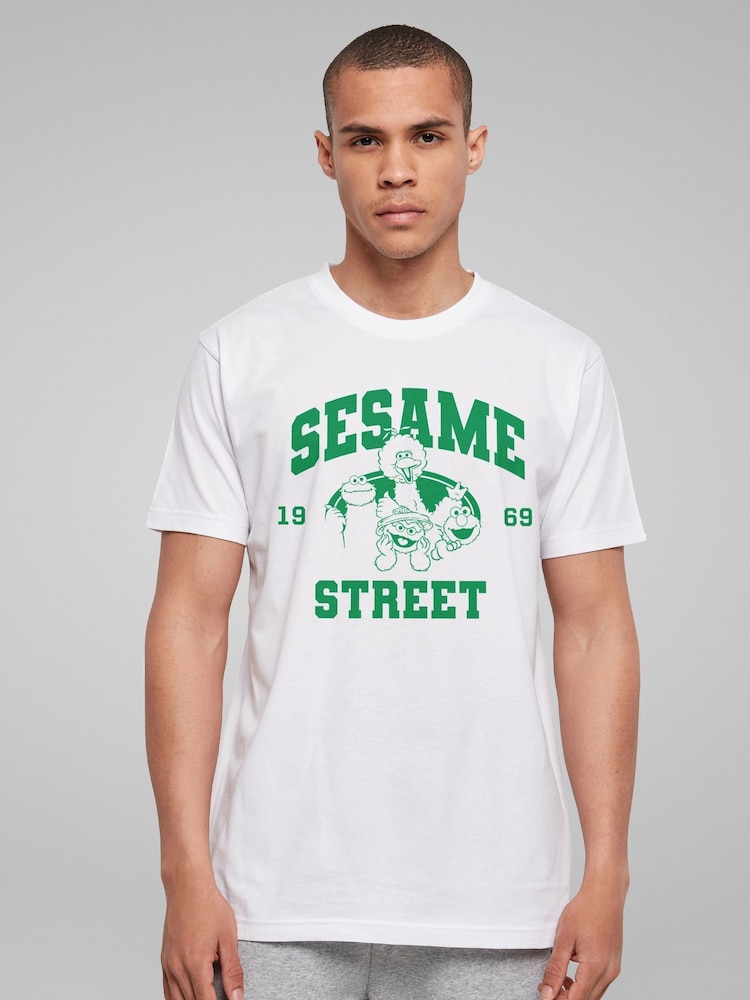 All + Every White Sesame Street Green College Sports 1969 Mens T-Shirt - Image 1 of 4