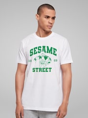 All + Every White Sesame Street Green College Sports 1969 Mens T-Shirt - Image 2 of 4
