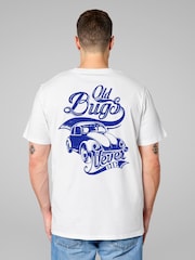 All + Every White Volkswagen Old Bugs Never Die Beetle Back Print Mens T-Shirt - Image 1 of 4