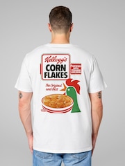All + Every White Kellogg's Corn Flakes Breakfast Cereal Box Art 1983 Back Print Mens T-Shirt - Image 2 of 4