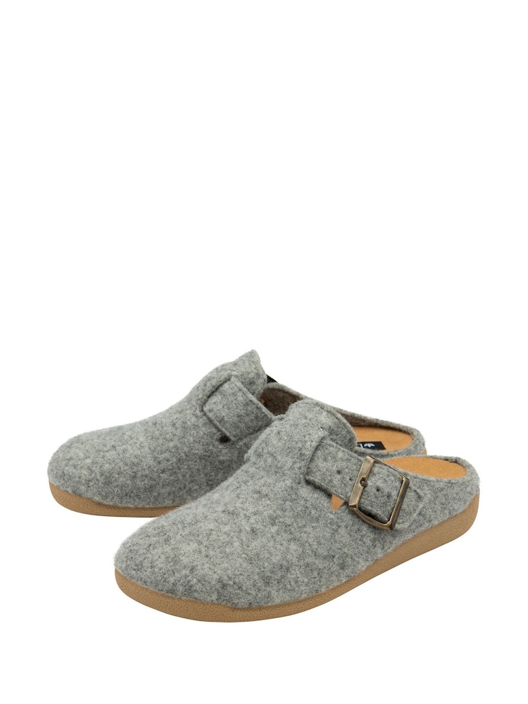 Lotus Grey Textile Mule Slippers - Image 2 of 4 Lotus Grey Textile Mule Slippers - Image 2 of 4