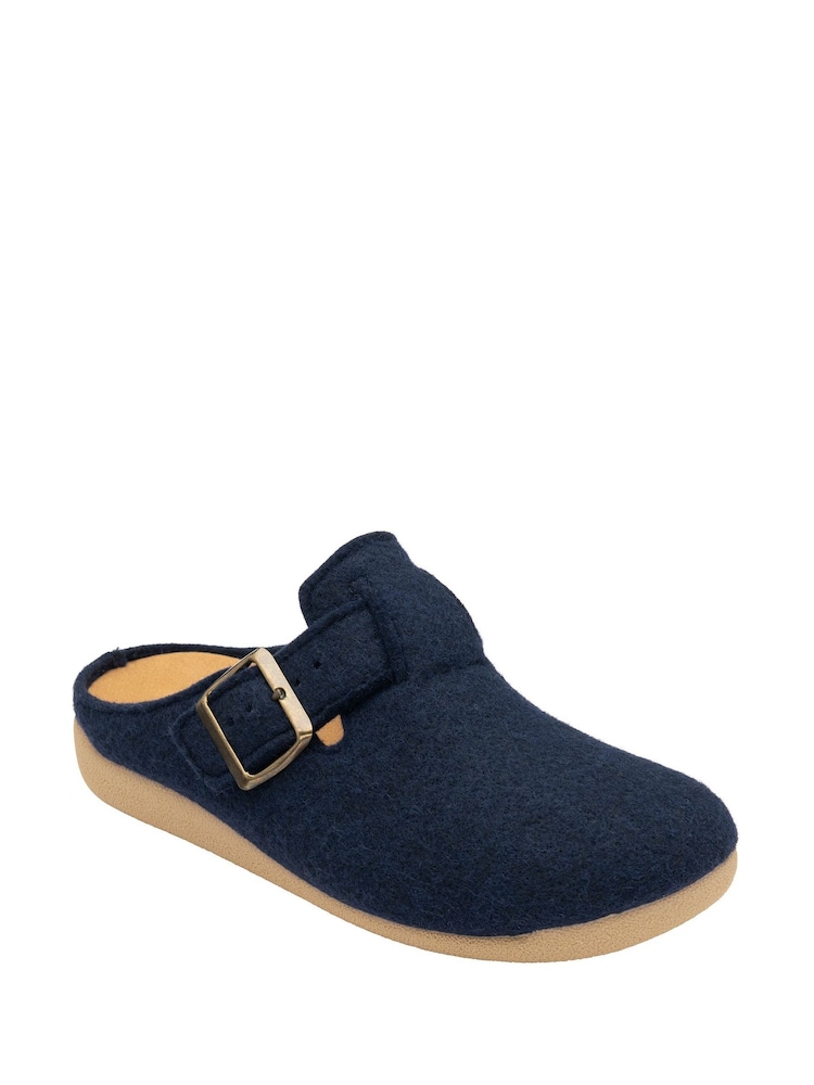 Lotus Blue Textile Mule Slippers - Image 1 of 4 Lotus Blue Textile Mule Slippers - Image 1 of 4