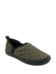 Lotus Green Textile Quilted Slippers - Image 1 of 4