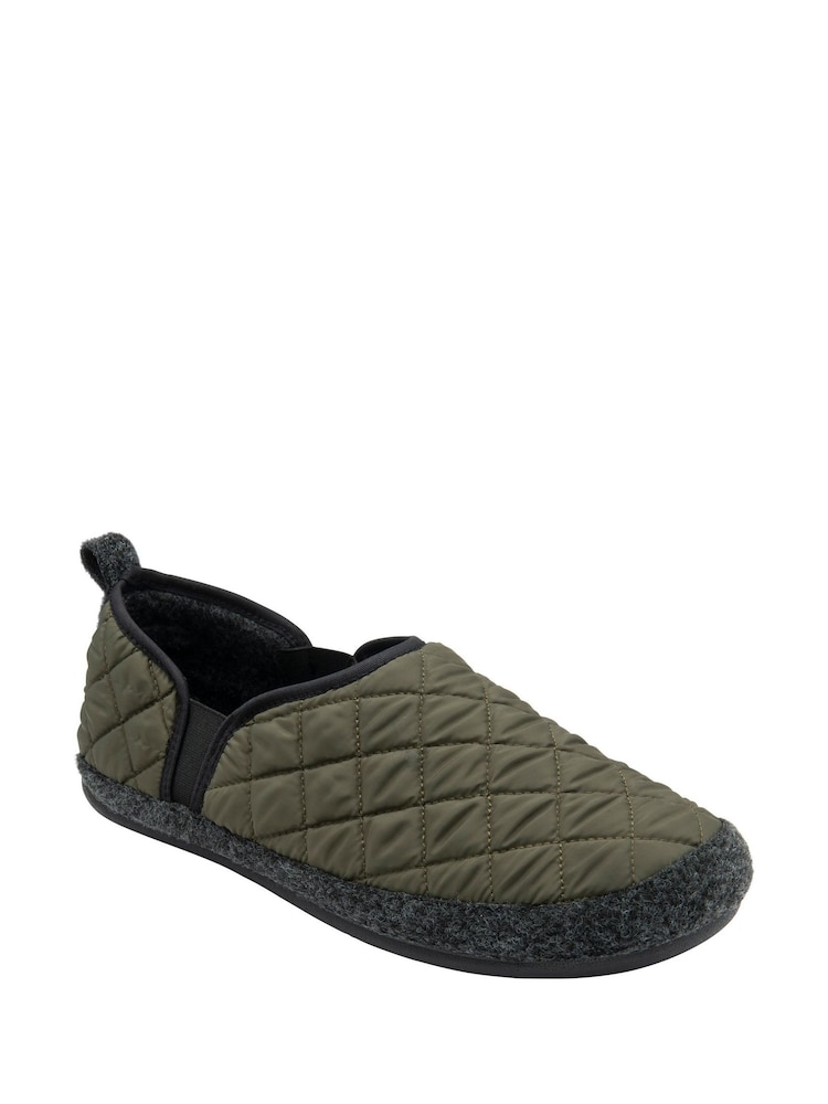 Lotus Green Textile Quilted Slippers - Image 1 of 4 Lotus Green Textile Quilted Slippers - Image 1 of 4