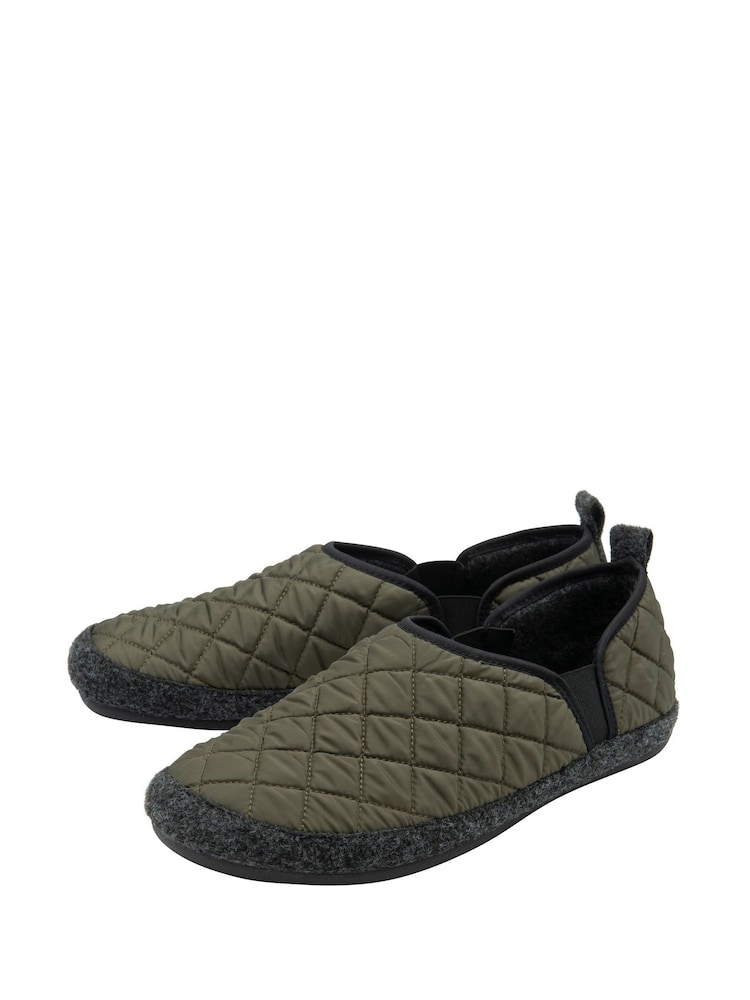 Lotus Green Textile Quilted Slippers - Image 2 of 4