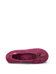 Totes Red Isotoner Terry Ballet Slippers With Bow - Image 4 of 5