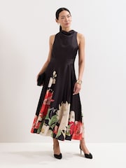 Phase Eight Black Natalie Floral Print Dress - Image 1 of 6