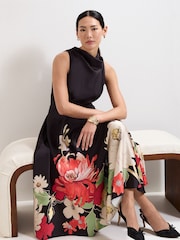 Phase Eight Black Natalie Floral Print Dress - Image 6 of 6
