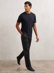 Reiss Navy/White Count 2 Pack Airwater-Cotton Crew T-Shirts - Image 3 of 5