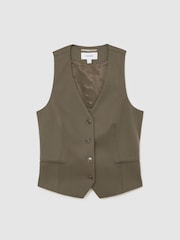 Reiss Green Solene Wool-Blend Tailored Waistcoat - Image 2 of 6