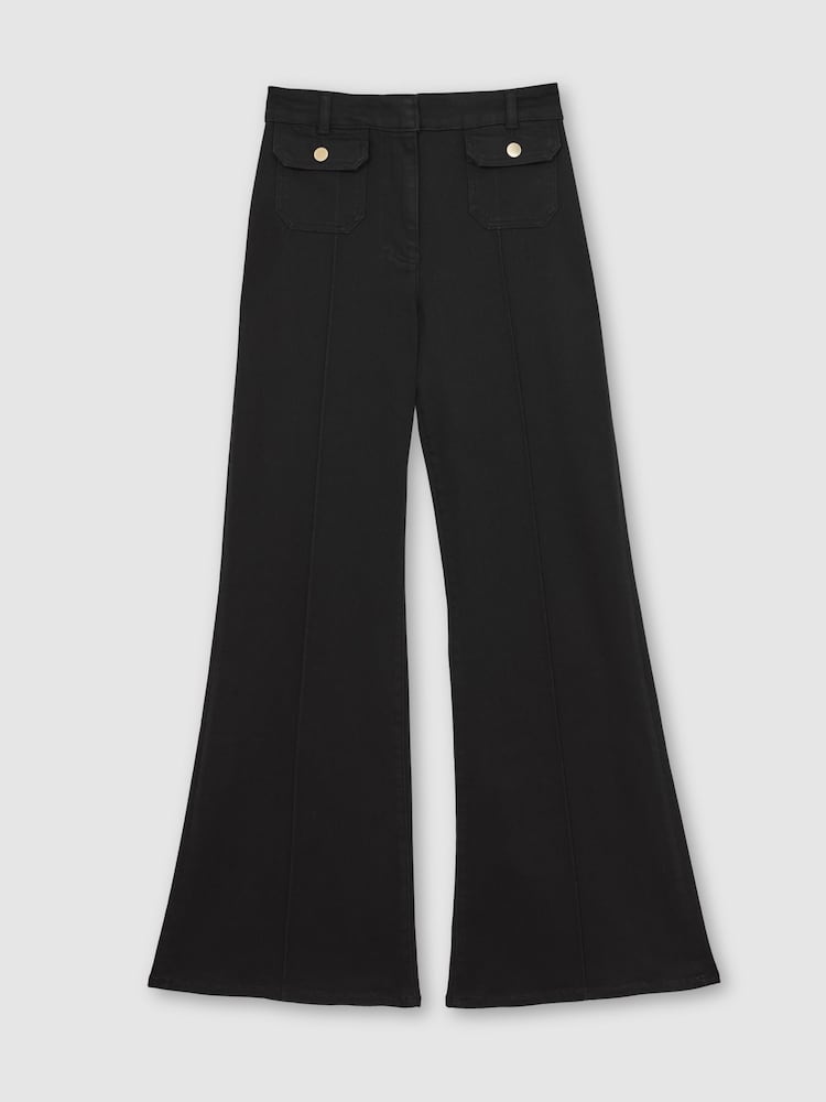 Reiss Black Ria Flared Pocket-Detail Jeans - Image 2 of 7 Reiss Black Ria Flared Pocket-Detail Jeans - Image 2 of 7