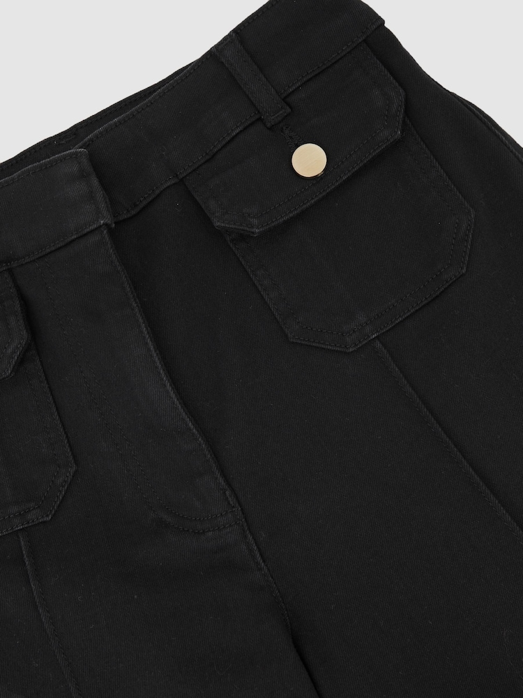Reiss Black Ria Flared Pocket-Detail Jeans - Image 7 of 7 Reiss Black Ria Flared Pocket-Detail Jeans - Image 7 of 7