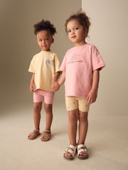 Pink/Yellow Top & Cycle Shorts Set 2 Pack (3mths-7yrs) - Image 2 of 11
