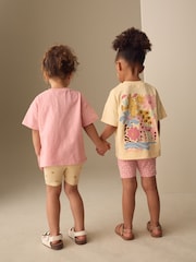 Pink/Yellow Top & Cycle Shorts Set 2 Pack (3mths-7yrs) - Image 3 of 11
