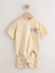 Pink/Yellow Top & Cycle Shorts Set 2 Pack (3mths-7yrs) - Image 8 of 11