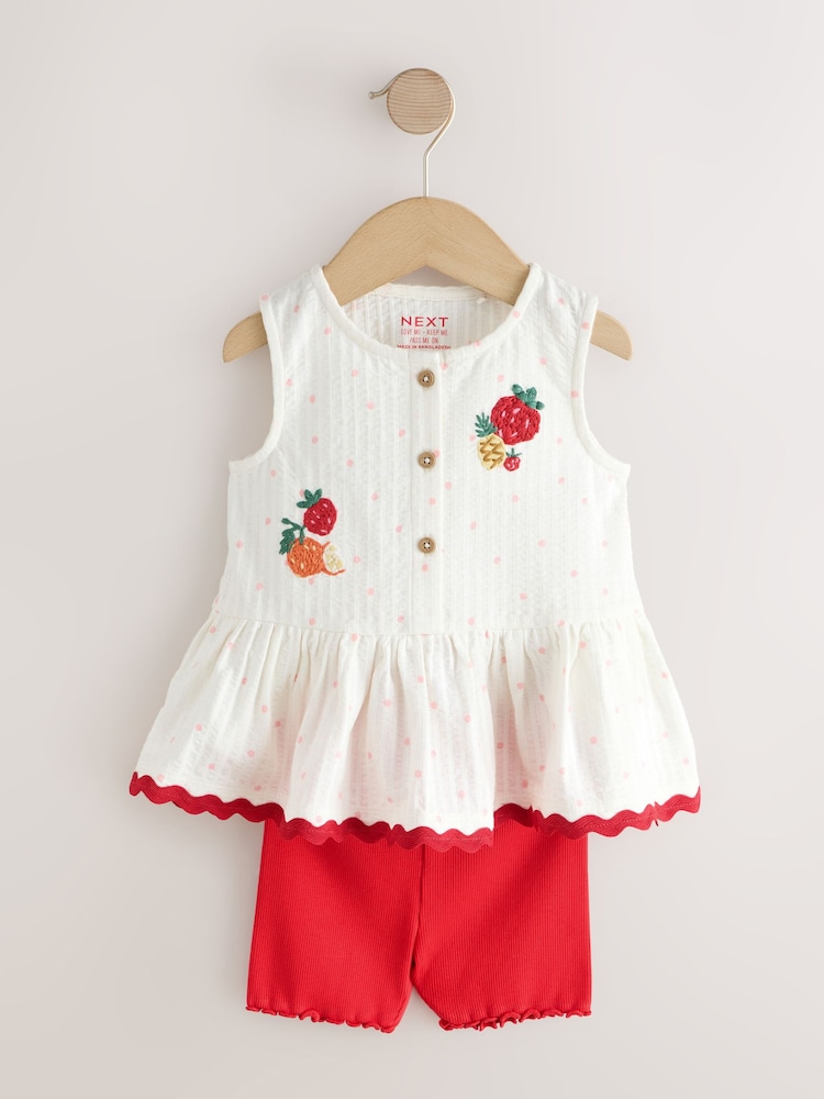 Red/Green Strawberry Vest and Shorts Set 2 Pack (3mths-7yrs) - Image 2 of 6