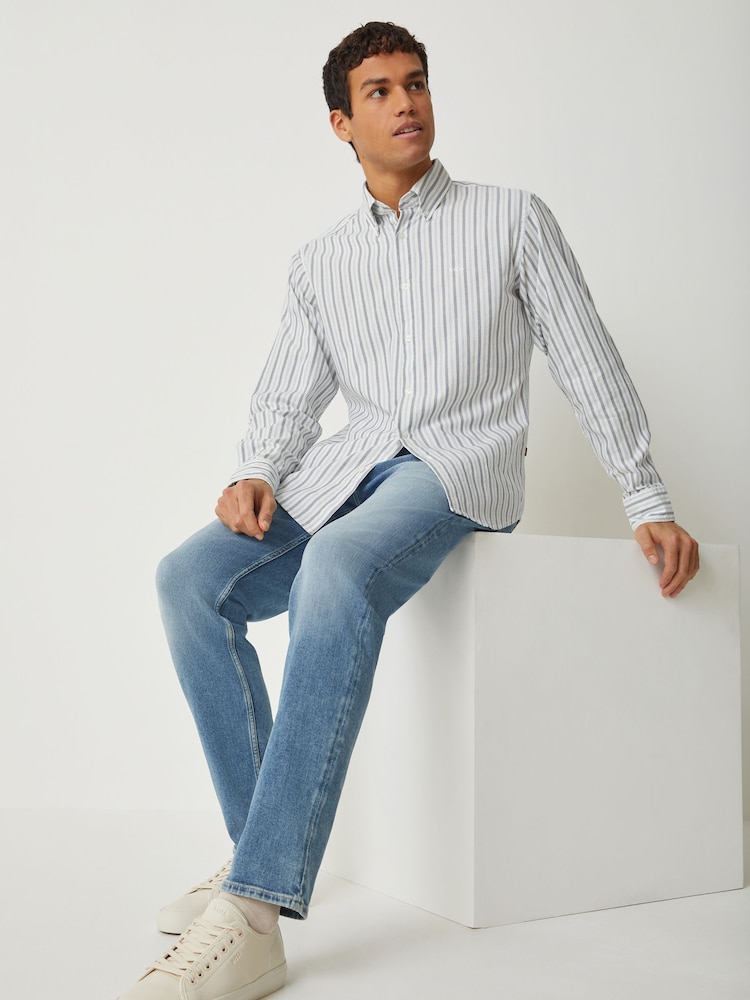BOSS Cream Ricoplus Stripe Regular-Fit Oxford Shirt - Image 2 of 4 BOSS Cream Ricoplus Stripe Regular-Fit Oxford Shirt - Image 2 of 4