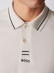 BOSS Cream Paule Regular-Fit Logo Polo Shirt - Image 4 of 5