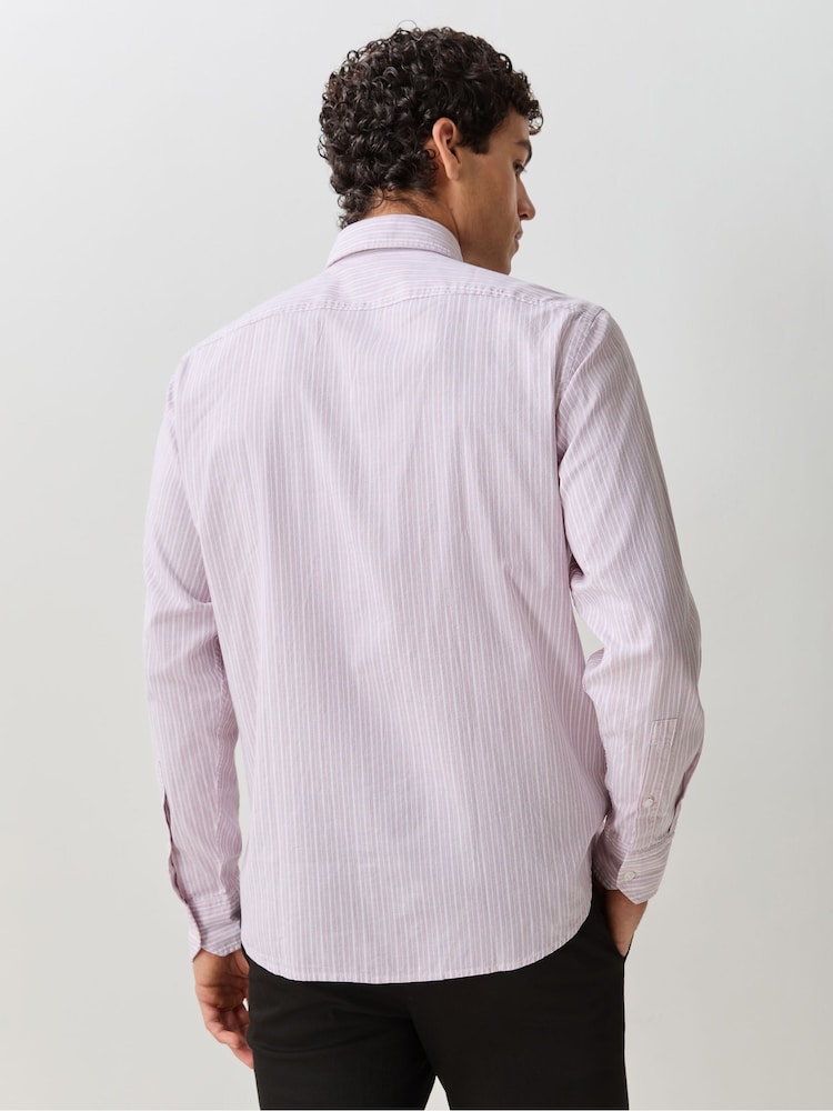 BOSS Purple Ricoplus Stripe Regular-Fit Oxford Shirt - Image 2 of 7