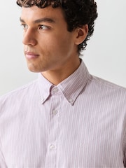 BOSS Purple Ricoplus Stripe Regular-Fit Oxford Shirt - Image 5 of 7
