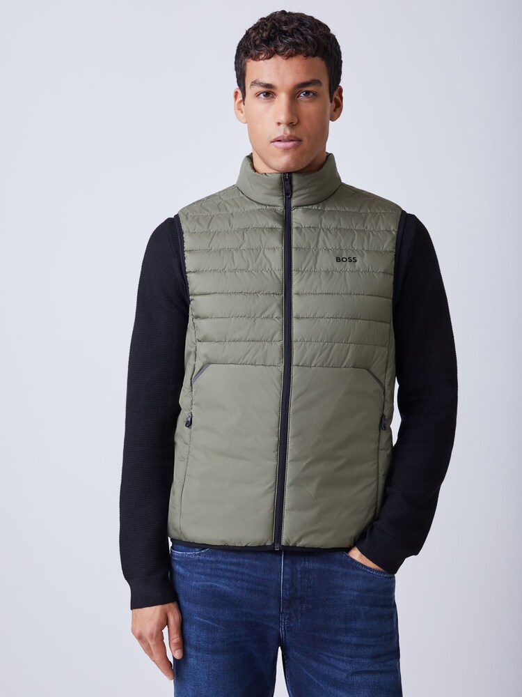 BOSS Cream Logo Regular-Fit Padded Gilet - Image 1 of 4 BOSS Cream Logo Regular-Fit Padded Gilet - Image 1 of 4