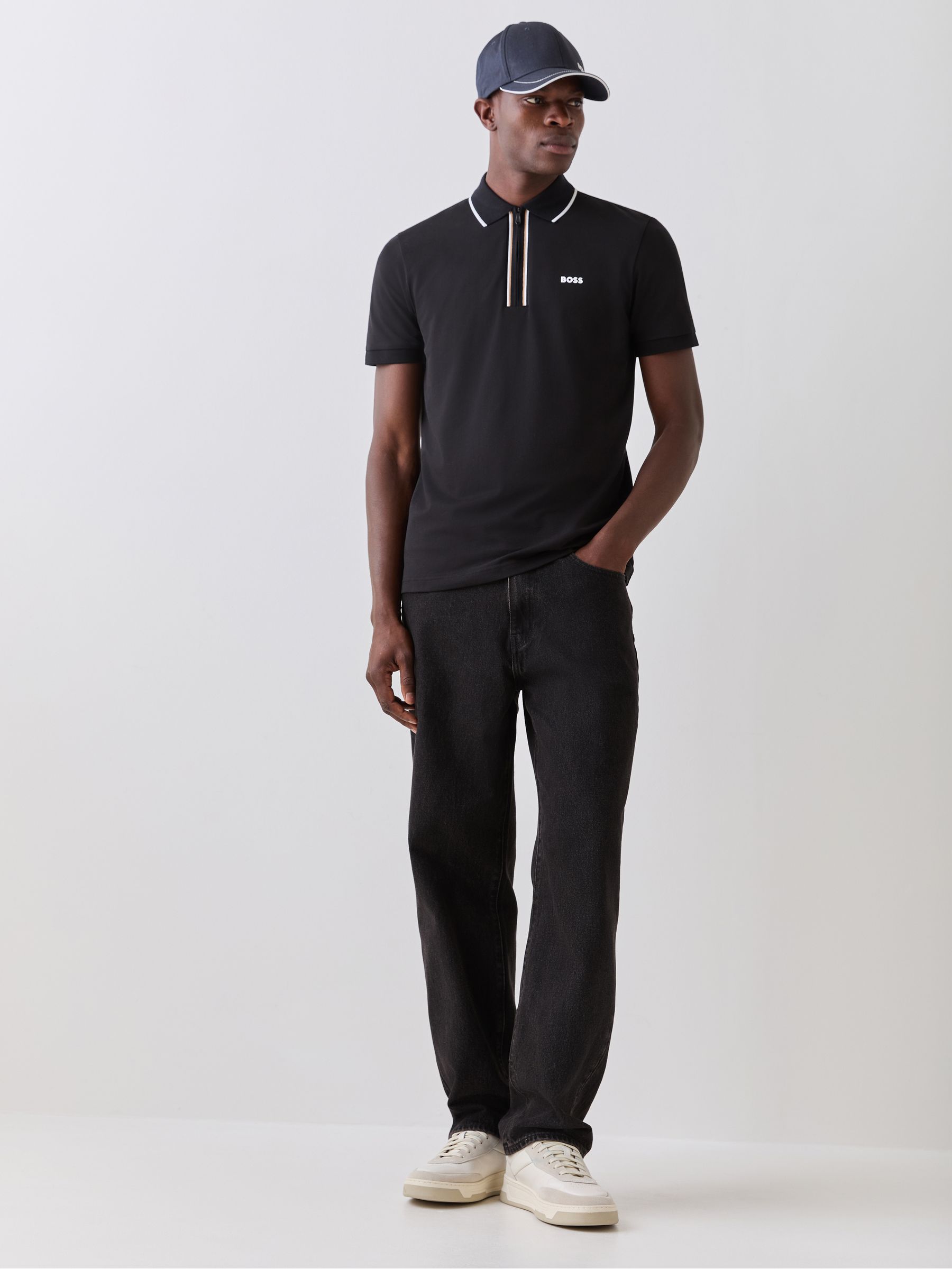 Buy BOSS Black Philix Quarter Zip Polo Shirt from Next USA