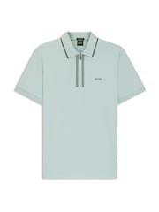 أخضر زيتوني - قميص بولو للغولف بسحاب ربع طول Philix من BOSS - Image 1 of 1