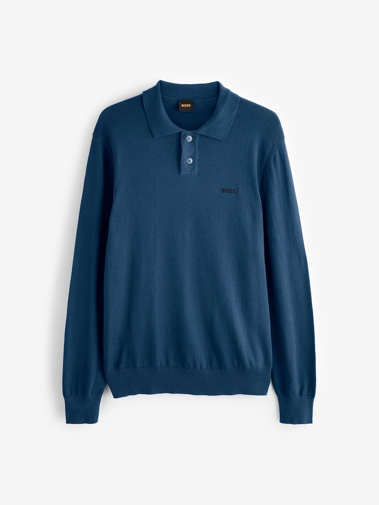BOSS Blue Asac Knitted Polo Shirt - Image 1 of 1