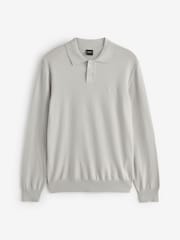 BOSS Grey Asac Knitted Polo Shirt - Image 5 of 5