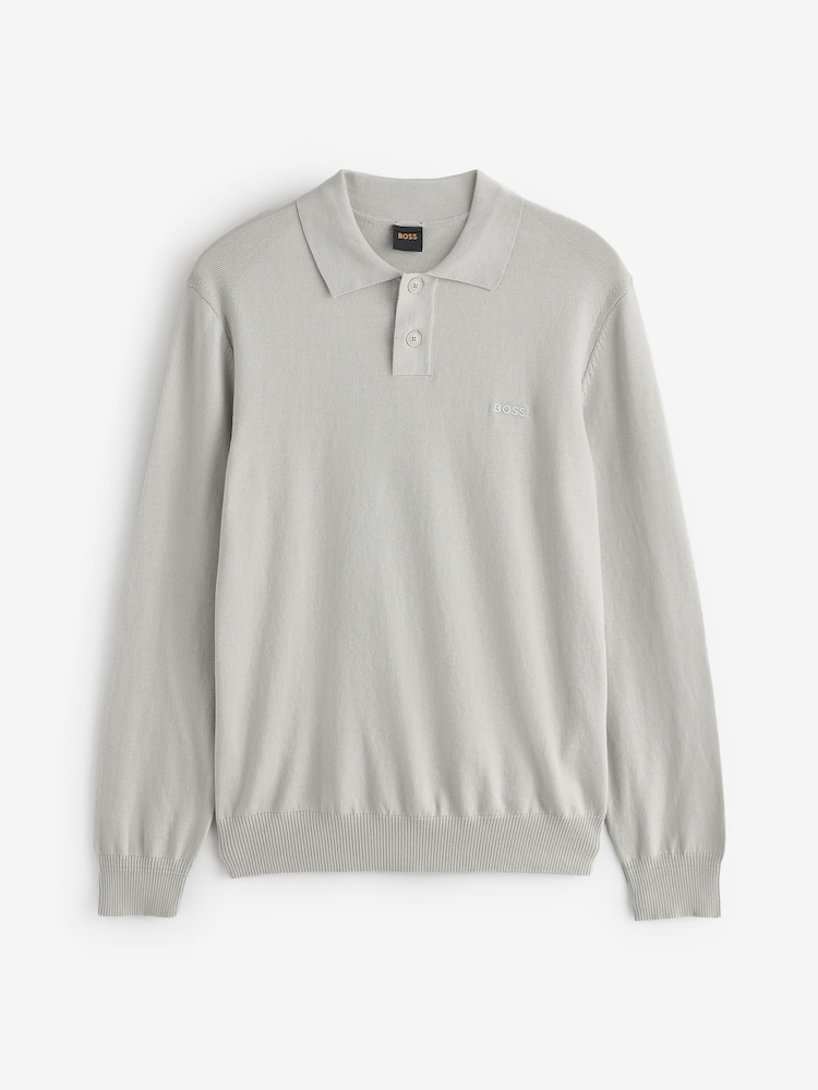 BOSS Grey Asac Knitted Polo Shirt - Image 5 of 5