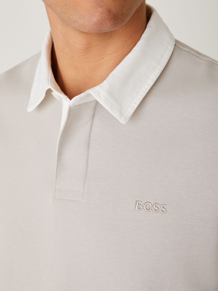 BOSS Grey Contrast Collar Logo Polo Shirt - Image 4 of 4 BOSS Grey Contrast Collar Logo Polo Shirt - Image 4 of 4