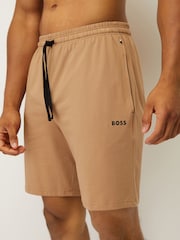 BOSS Cream Regular-Fit Logo Stretch Shorts - Image 1 of 5