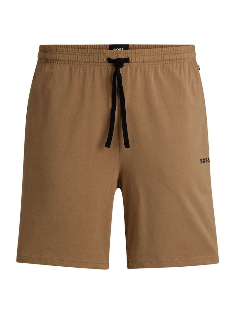 BOSS Cream Regular-Fit Logo Stretch Shorts - Image 1 of 1 BOSS Cream Regular-Fit Logo Stretch Shorts - Image 1 of 1