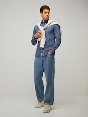 BOSS Blue Roan Slim-Fit Shirt - Image 3 of 5