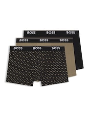 BOSS Brown Power Logo Boxer Trunks 3 Pack - Image 1 of 1