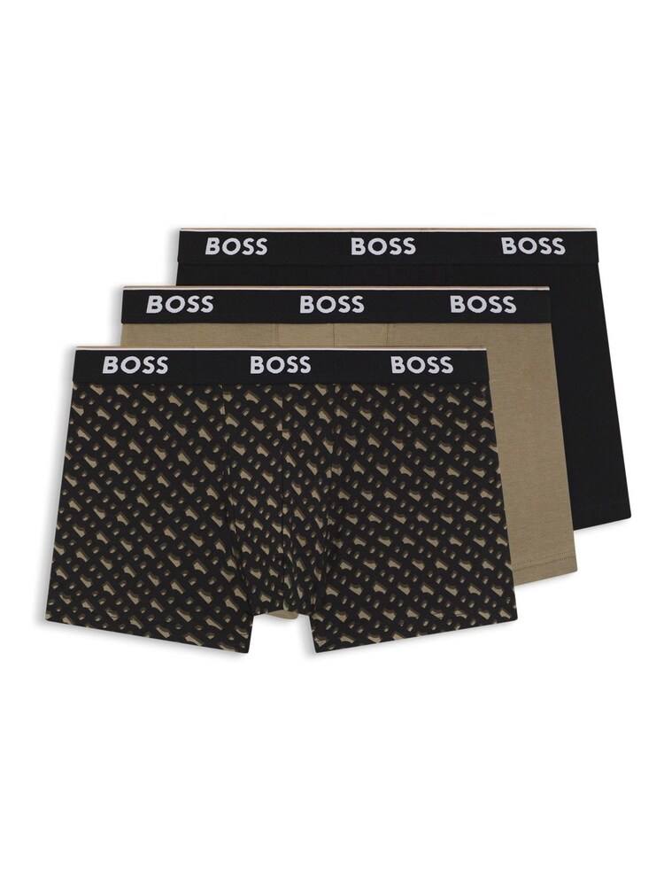 BOSS Brown Power Logo Boxer Trunks 3 Pack - Image 1 of 1 BOSS Brown Power Logo Boxer Trunks 3 Pack - Image 1 of 1