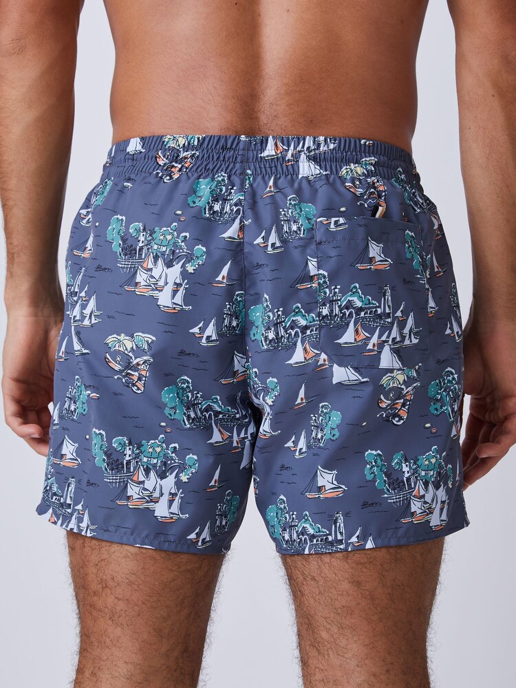 BOSS Grey Piranha Printed Swim Shorts - Image 2 of 5 BOSS Grey Piranha Printed Swim Shorts - Image 2 of 5