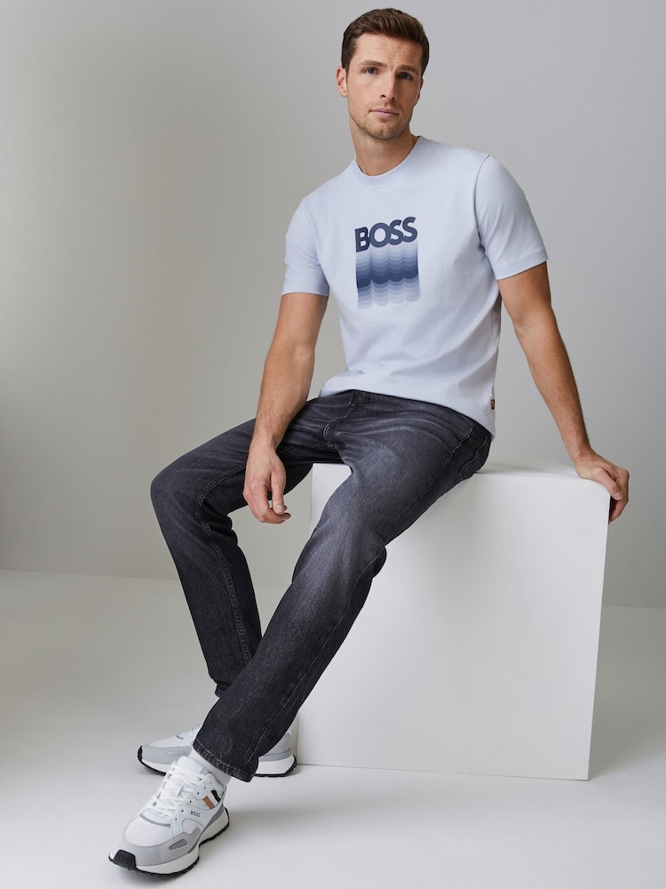BOSS Grey Graphic Regular-Fit T-Shirt - Image 2 of 5 BOSS Grey Graphic Regular-Fit T-Shirt - Image 2 of 5