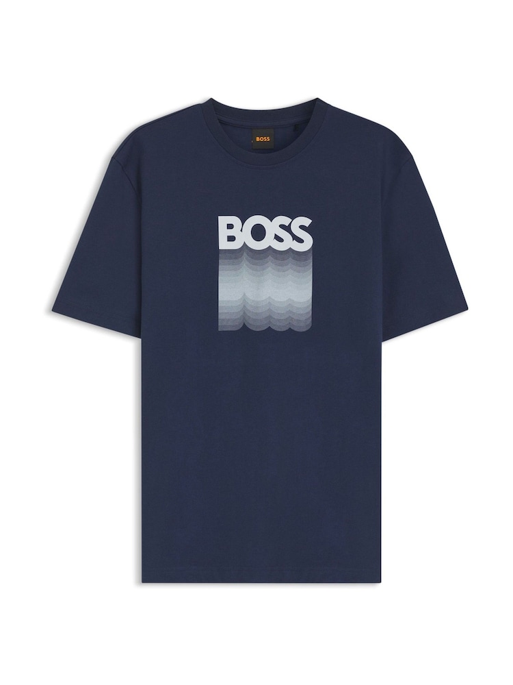 BOSS Blue Graphic Regular-Fit T-Shirt - Image 5 of 5 BOSS Blue Graphic Regular-Fit T-Shirt - Image 5 of 5
