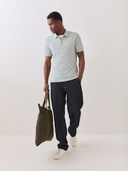 BOSS Light Green Slim Fit Logo Quarter Zip Polo Shirt - Image 2 of 5